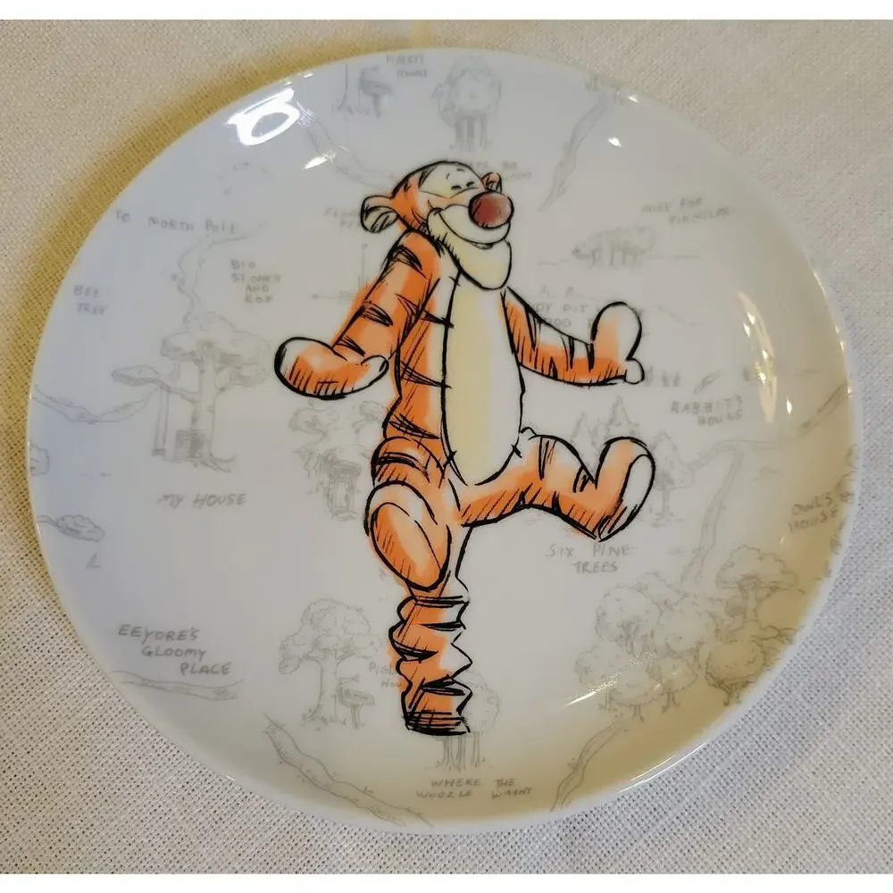 Disney Zrike Classic Winnie the Pooh 100 Acre Wood Map Plates Set of 4